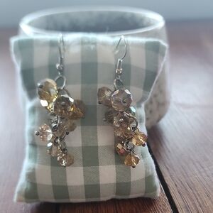 Elegant Gold & Beige Dangle Earrings